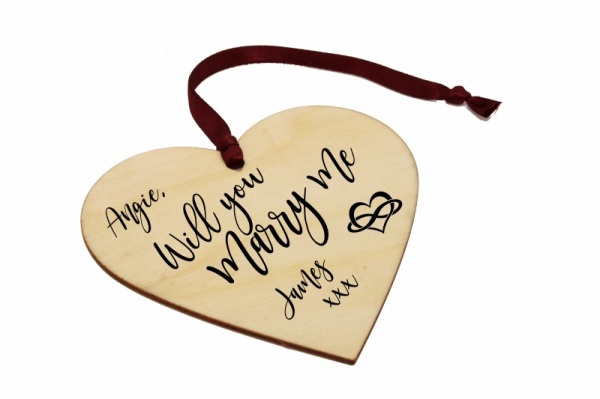 Personalised Wooden Proposal Heart - 'Will You Marry Me?'